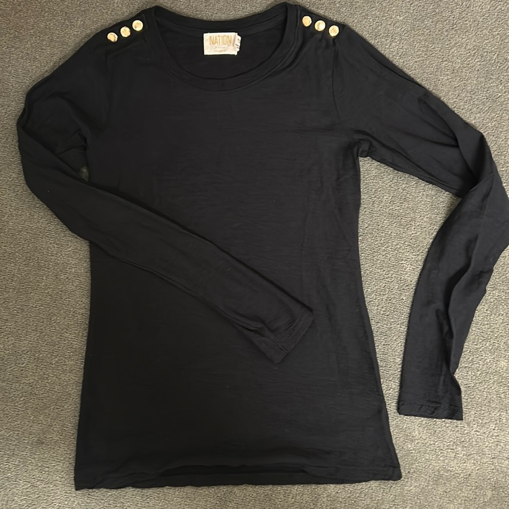 Nation LTD long sleeve black top